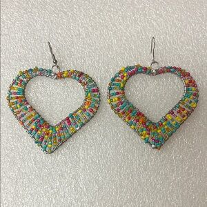 BIRTHDAY SALE Colorful Beaded Heart Earrings